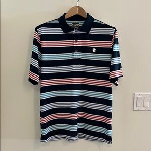 Izod Blue and White Striped Polo Shirt Classic Style